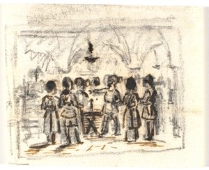 Composition Draft with a Medieval (?) Scene by Martinus Rørbye