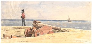 Sentry and Cannon on the Shore at Frederikshavn