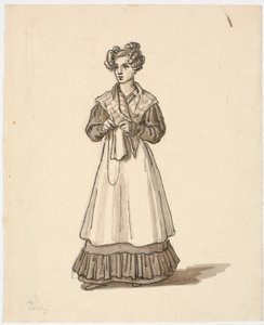 Young Girl Standing with Knitting