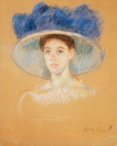 Head of a Woman with a Large Hat by Mary Cassatt
