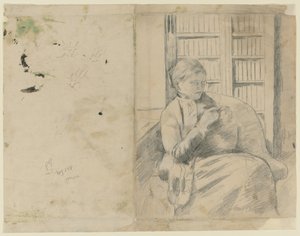Knitting in the Library, c. 1881 by Mary Cassatt