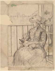 Susan on a Balcony Holding a Dog