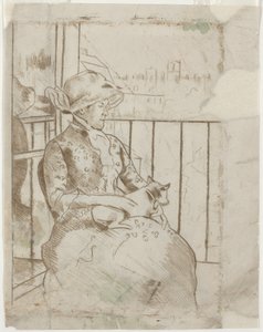 Susan on a Balcony Holding a Dog by Mary Cassatt