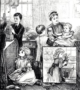 An Engraving Depicting a Regular Scene of a Wealthy Victorian Family by Mary Ellen Edwards