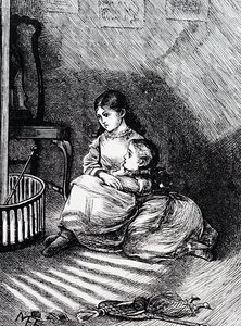 Children Seated by the Fireside by Mary Ellen Edwards