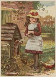 Girl with puppy by Mary Ellen Edwards