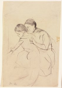 Baby with Left Hand Touching a Tub, Held by Her Nurse by Mary Cassatt