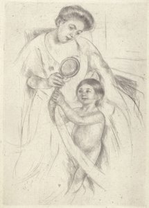 Looking Into A Hand Mirror #3 by Mary Stevenson Cassatt