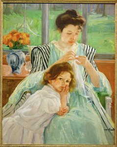 Young Mother Sewing