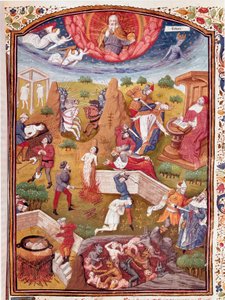 Vision of Boccace: scene of torture, hanging, massacre Miniature taken from 