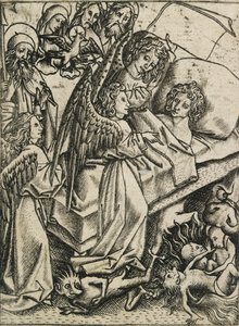 Presentation of Humility Against Avarice by Master ES
