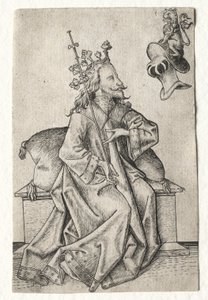 The Small Playing Cards: Second Suit: Helmets: Playing Card with King and Helmet by Master ES