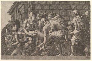 The Wounded Paris Carried from the Field of Battle by Master FG
