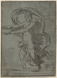 Woman Carrying a Tray by Master F.P.