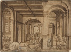 Four Evangelists in a Scriptorium by Master I.K.