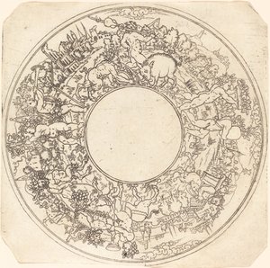 Bacchus on a Donkey by Master IS.