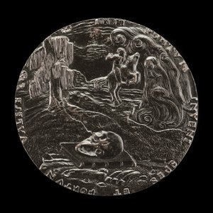 Book, Skull, Bones, and Rider in Landscape [reverse], 1526