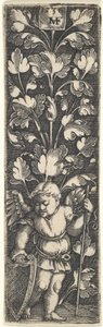 Ornament with a Genius Holding a Shield by Master MVHF