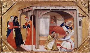 The Birth of the Virgin Mary by Master of Ashmolean Predella