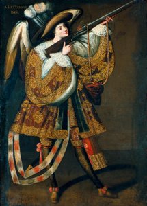 The Arquebusier Angel, part of a series of paintings by the Master of Calamarca