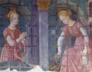 Fresco in Chapel at Basilica of Santa Maria Assunta, Piedmont, Italy by Master of Crea