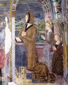 Fresco in chapel at Basilica of Santa Maria Assunta, Serralunga di Crea, Piedmont Region, Italy