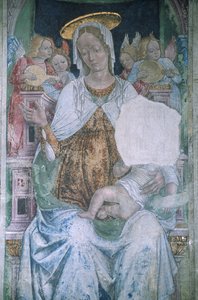 Italy, Piedmont, Serralunga di Crea, Sacro Monte di Crea, Basilica of Santa Maria Assunta, chapel, fresco