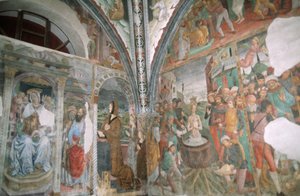 Italy, Piedmont, Serralunga di Crea, Sacro Monte di Crea, Basilica of Santa Maria Assunta, chapel, frescoes