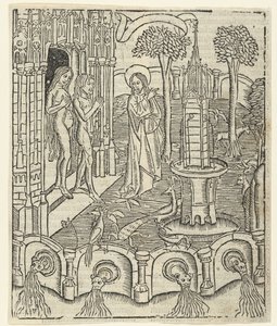 God Shows Adam and Eve the Paradise by Master of Delft (attributed to)