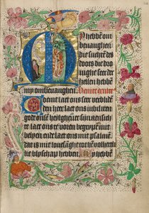Initial M: A Kneeling Woman in Prayer