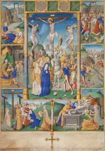 The Crucifixion with Six Scenes from the Passion of Christ by Master of Jacques de Besançon