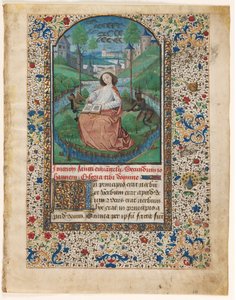 Leaf from a Book of Hours: John on Patmos (1 of 2 Excised Leaves) by Master of Jacques de Luxembourg