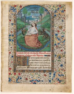 Leaf from a Book of Hours: John on Patmos, c. 1465 by Master of Jacques de Luxembourg