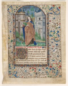 Leaf from a Book of Hours: St. Barbara (2 of 2 Excised Leaves) by Master of Jacques de Luxembourg