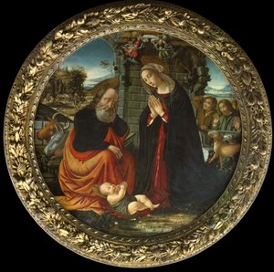 The Nativity, with Mary and Joseph on the Way to Bethlehem, the Annunciation to the Shepherds and the Arrival of the Shepherds