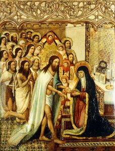 Christ presenting the Redeemed of the Old Testament to his Mother by Master of Perea