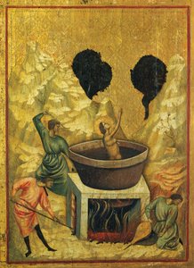 Saint Cecilia in bath of boiling water (detail) by Master of Saint Cecilia