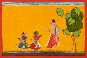 Rama and Lakshman with the Sage Vishvamitra, from a Ramayana, ca. 1680-1690 by Master of Style II of the