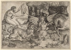 Allegorical Theme: Combat of Animals by Master of the Beheading of St. John