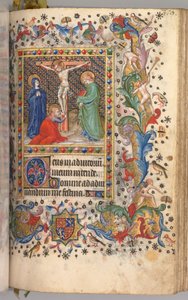 Hours of Charles the Noble, King of Navarre 1361-1425: fol. 185r, Crucifixion, c. 1405 by Master of the Brussels Initials and Associates