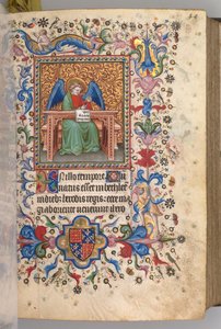 Hours of Charles the Noble, King of Navarre 1361-1425: fol. 25a, St. Matthew by Master of the Brussels Initials and Associates