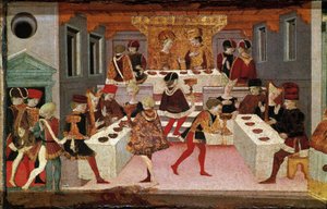 Banquet hosted by Pericone to welcome Alatiel, daughter of the Sultan of Babylon