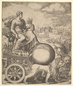 Cybele in Her Chariot Drawn by Two Lions by Master of the Die