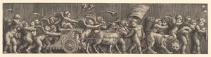 Frieze arrangement depicting the Triumph of Love, Cupid in a Chariot led by goats, man, 1530-60 by Master of the Die