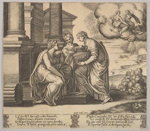 Psyche Gives Presents to Her Sisters, 1530-60 by Master of the Die