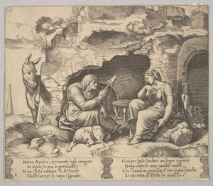 Plate 1: Apuleius Changed into a Donkey Listening to the Story Told by the Old Woman, 1520-70 by Master of the Die
