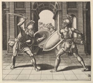 Two Gladiators Fighting in Front of an Arch, 1530-60 by Master of the Die
