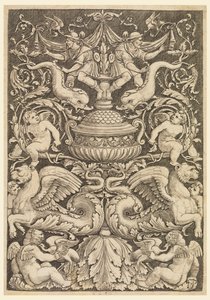Grotesque with Dolphins and Winged Lions by Master of the Die, Italian or German, 1530 1560