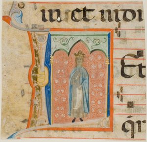 Female Saint in a Historiated Initial "L" from a Choir Book by Master of the Dominican Effigies
