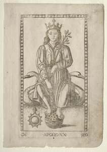 Apollo from the Tarocchi, Series D: Apollo and the Muses, #20 by Master of the E Series Tarocchi